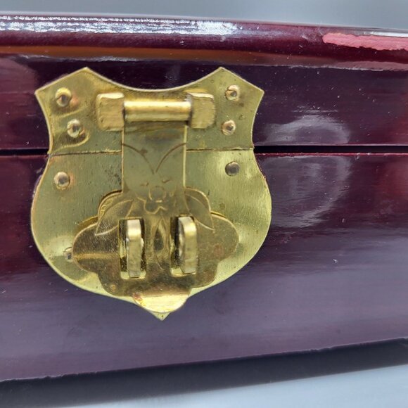 Vintage Chinese Hand Carved Cork Diorama Jewelry Box Red Lining Wood Box SEE - Picture 16 of 16